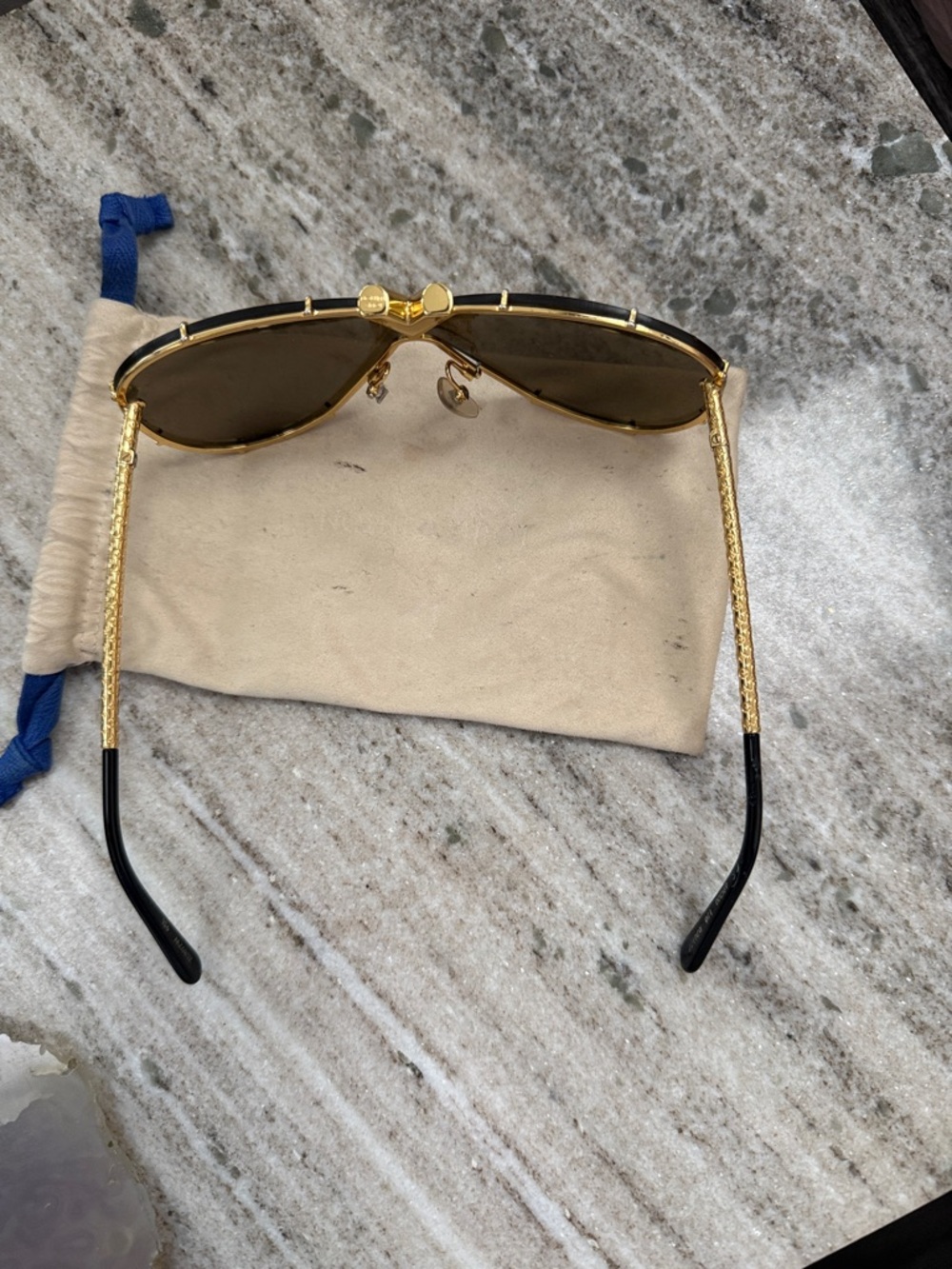 Louis Vuitton Gold-Accent Brown Aviator Sunglasses - Picture 5 of 15